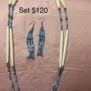 Native American Beaded necklace & earrings set.